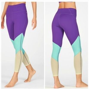 Fabletics Powerhold 7/8 Leggings Purple Colorblock- Size M​​​